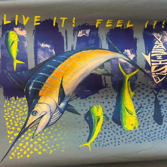 Fish n Vibe Men's Long Sleeve Sun Protection Performance Fishing Tee - XXL - NWT - Picture 8 of 9